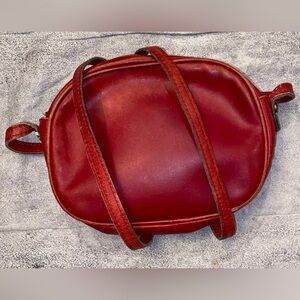 Salvatore Ferragamo Boutique Red Leather Zip Top Shoulder Crossbody Bag Purse